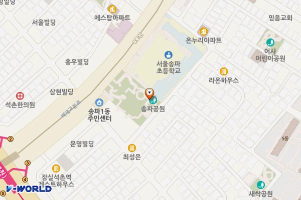 송파근린공원 화장실 위치 지도 — 서울특별시 송파구 송파대로42길 29