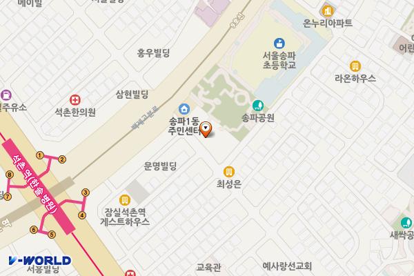 송파여성문화회관 화장실 위치 지도 — 서울특별시 송파구 백제고분로42길 5