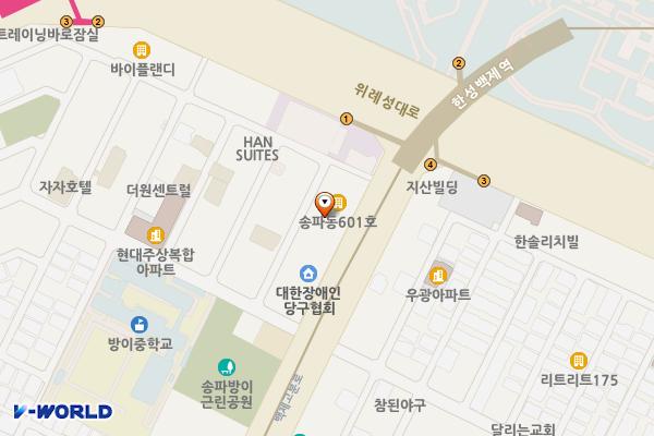올림픽파크리움 위치 지도 — 서울특별시 송파구 백제고분로 505