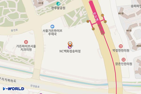 8호선 장지역(개찰구 밖) 위치 지도 — 서울특별시 송파구 충민로 66