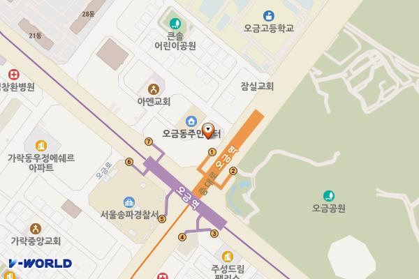 송파어린이문화회관 화장실 위치 지도 — 서울특별시 송파구 중대로 235