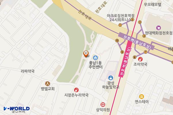 풍납공원 화장실 위치 지도 — 서울특별시 송파구 풍납동 74