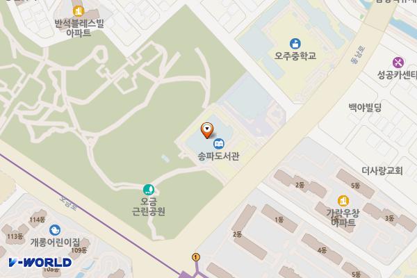 송파도서관 위치 지도 — 서울특별시 송파구 동남로 263