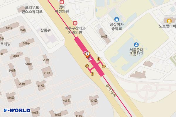 8호선 송파역(개찰구 밖) 위치 지도 — 서울특별시 송파구 송파대로 354