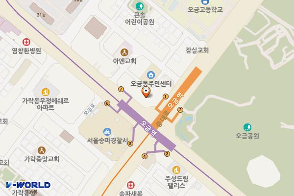3호선 오금역(개찰구 안) 위치 지도 — 서울특별시 송파구 오금로 323