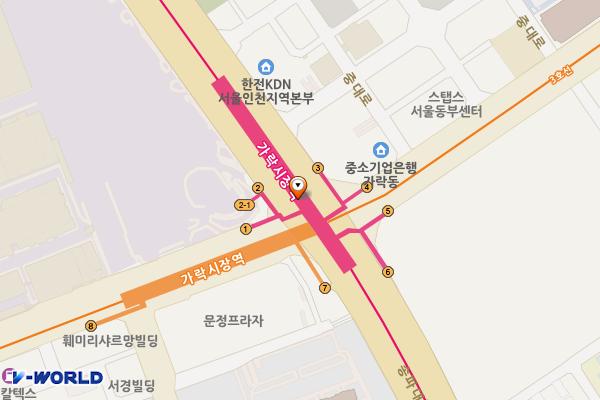 3호선 가락시장역(개찰구 밖) 위치 지도 — 서울특별시 송파구 송파대로 257