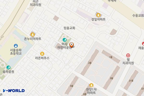 송파동 공영주차장 위치 지도 — 서울특별시 송파구 백제고분로44길 13-25