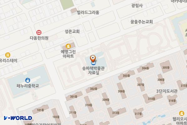 송파책박물관 화장실 위치 지도 — 서울특별시 송파구 송파대로37길 77
