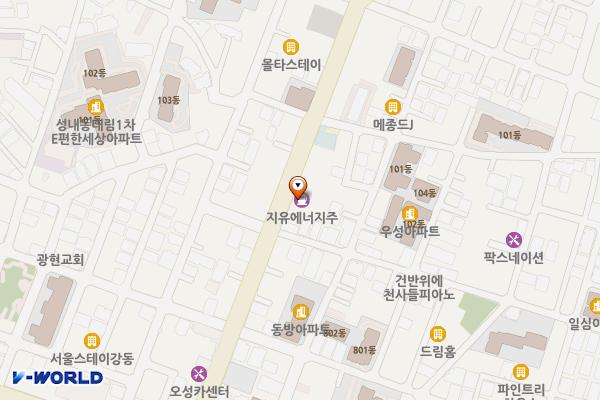 (주)지유에너지직영 오렌지주유소 위치 지도 — 서울특별시 강동구 성안로 102