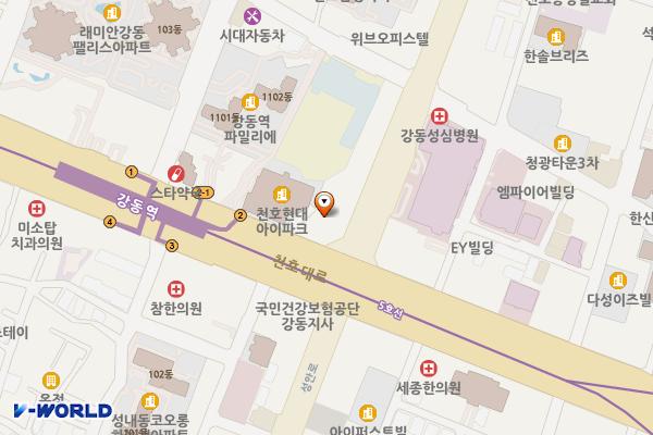 5호선 강동역 위치 지도 — 서울특별시 강동구 천호동 447 강동역