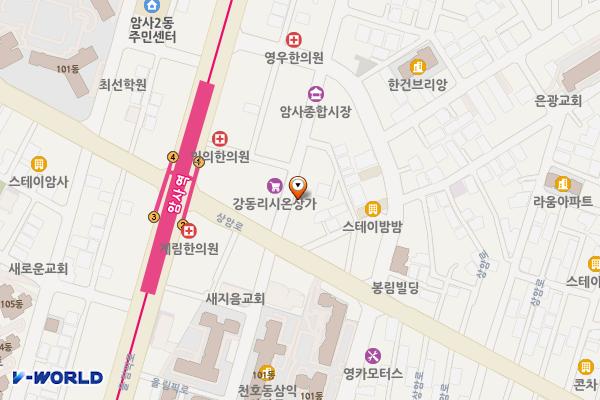 암사종합시장 고객화장실 위치 지도 — 서울특별시 강동구 상암로11길 8, 2층