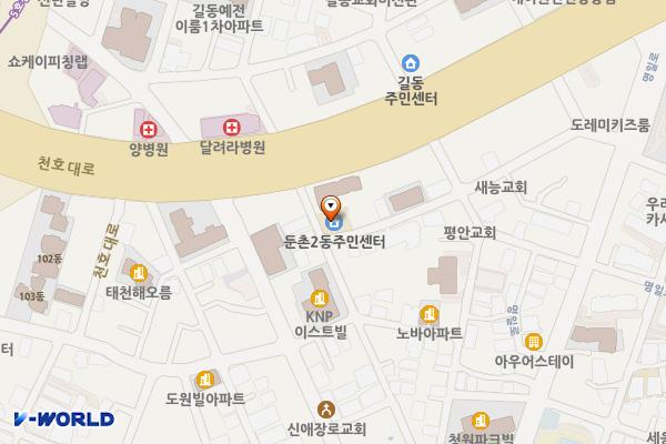 둔촌2동주민센터 화장실 위치 지도 — 서울특별시 강동구 천호대로186길 7
