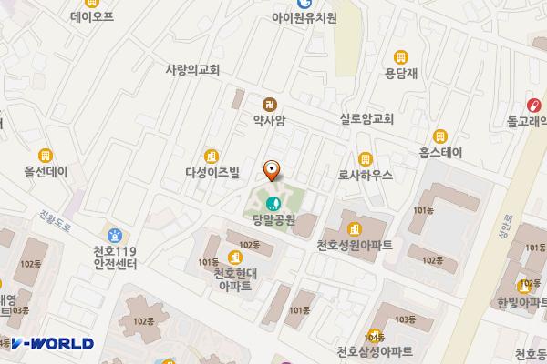 천호3동 공영주차장 화장실 위치 지도 — 서울특별시 강동구 진황도로29길 34