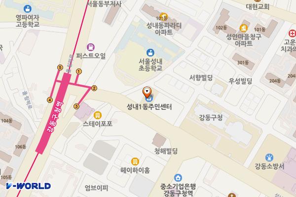 성내1동주민센터 화장실 위치 지도 — 서울특별시 강동구 성내로 13