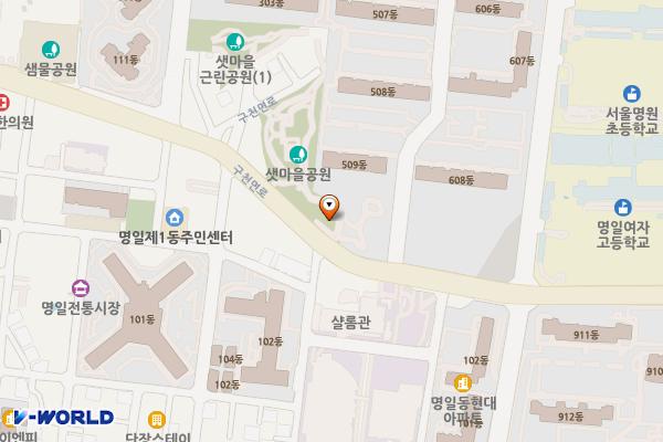 샛마을근린공원 위치 지도 — 서울특별시 강동구 구천면로 441(공원)