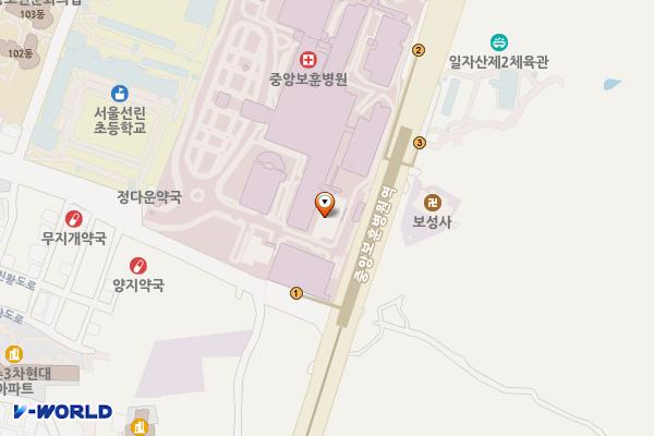 보훈의학연구소 1층 화장실 위치 지도 — 서울특별시 강동구 진황도로 61길 53
