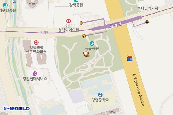 능골근린공원 위치 지도 — 서울특별시 강동구 상일동 536(공원)