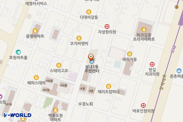 성내3동 주민센터 화장실 위치 지도 — 서울특별시 강동구 강동대로53길 76