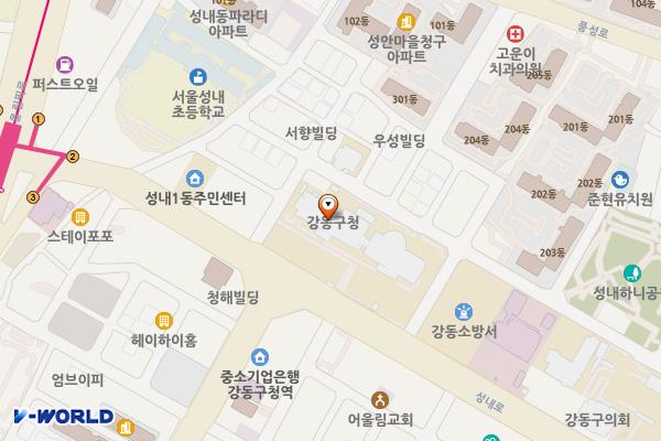 강동구청 서관 화장실 위치 지도 — 서울특별시 강동구 성내로 25