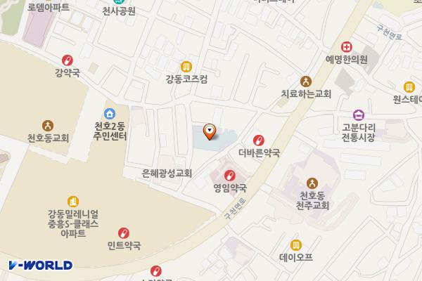 해공문화체육관 화장실 위치 지도 — 서울특별시 강동구 천중로 18길 61