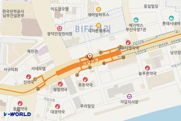 지하철 자갈치역 위치 지도 — 부산광역시 중구 구덕로 지하 80