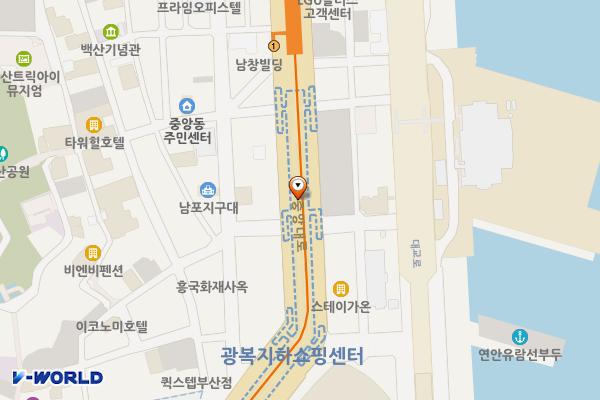 광복지하도상가C번화장실 위치 지도 — 부산광역시 중구 중앙대로 지하17, 광복지하도상가 (중앙동6가)