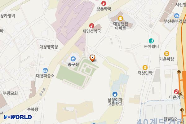 복병산체육공원 공중화장실 위치 지도 — 부산광역시 중구 샘길 10