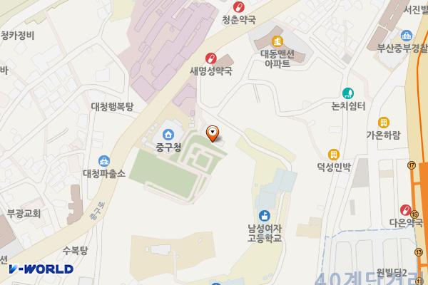 상수도사업본부 중동부사업소 위치 지도 — 부산광역시 중구 샘길 10