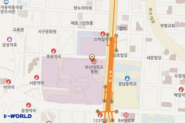 부산대학병원 위치 지도 — 부산광역시 서구 구덕로 179, 부산대학병원 (아미동1가)