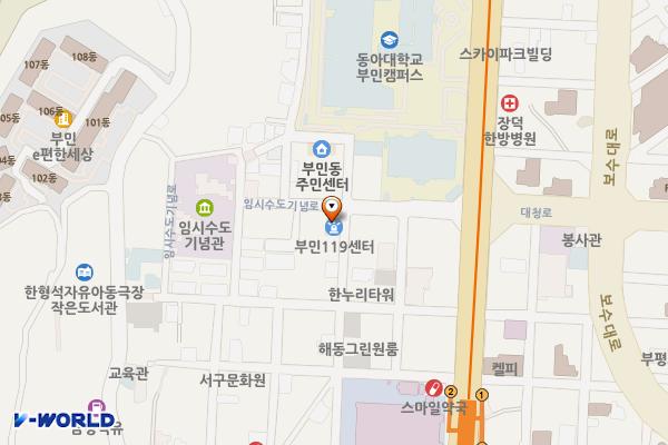 부민119안전센터 위치 지도 — 부산광역시 서구 임시수도기념로 21-4, 중부소방서 (부민동3가)