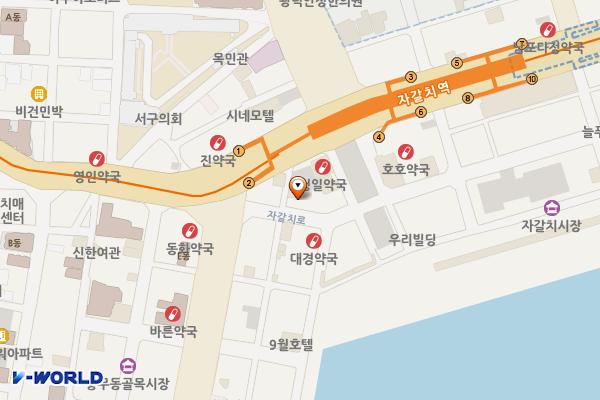 상수도사업본부(서부사업소) 위치 지도 — 부산광역시 서구 자갈치로 7 (충무동1가)