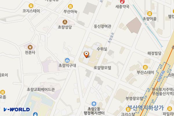 부산지방국토관리층 1층 옥외 위치 지도 — 부산광역시 동구 초량중로 67, 부산지방국토관리청 (초량동)