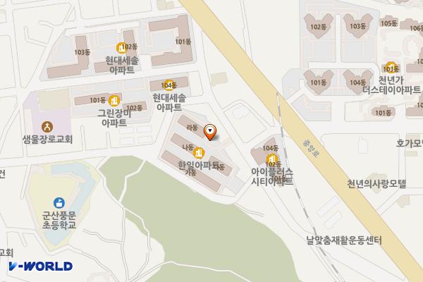 흥남동 1 위치 지도 — 전북특별자치도 군산시 동 팔마길39, (장재동 , 한일)