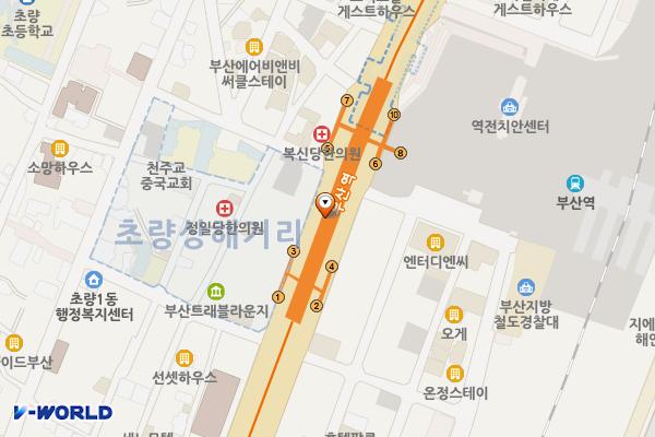 부산역 지하도상가 위치 지도 — 부산광역시 동구 중앙대로 지하200, 부산역지하도상가 (초량동)