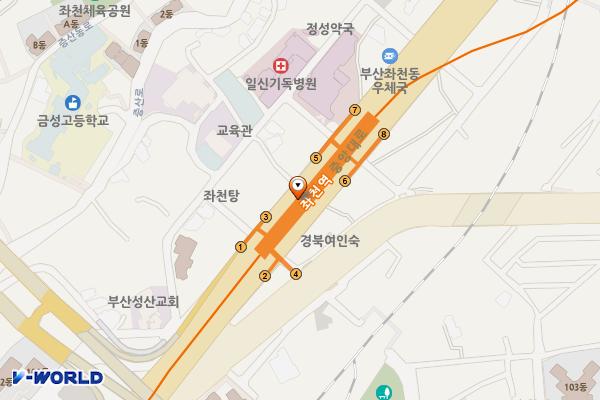 도시철도 좌천역 위치 지도 — 부산광역시 동구 중앙대로 지하 446, 도시철도 좌천역 (좌천동)