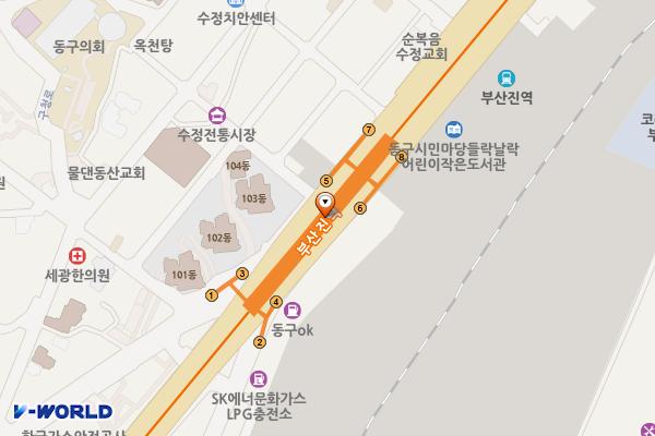 도시철도 부산진역(동구청) 위치 지도 — 부산광역시 동구 중앙대로 지하 350, 부산진역 (초량동)