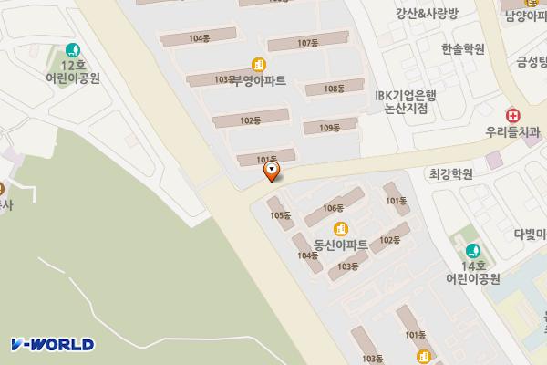 강산2 노상주차장 위치 지도 — 충청남도 논산시 강산동 688