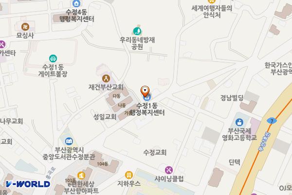 수정1동 행정복지센터 1층 위치 지도 — 부산광역시 동구 홍곡로 71, 수정1동 행정복지센터 (수정동)
