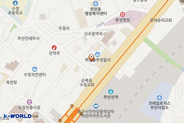 동부경찰서 1층 민원실 위치 지도 — 부산광역시 동구 중앙대로 387, 동부경찰서 1층 (수정동)