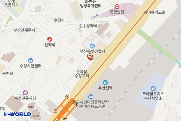 수정119안전센터 화장실 위치 지도 — 부산광역시 동구 중앙대로 383-1, 수정119안전센터 (수정동)