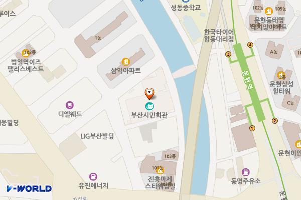 시민회관 소극장 여자 위치 지도 — 부산광역시 동구 자성로133번길 16, 시민회관 (범일동)