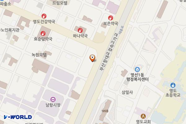 영선대로 지하 공영주차장 위치 지도 — 부산광역시 영도구 영선대로 107 (영선동1가)