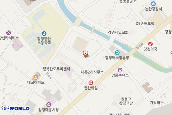대흥천변 노외주차장 위치 지도 — 충청남도 논산시 강경읍 대흥리 7