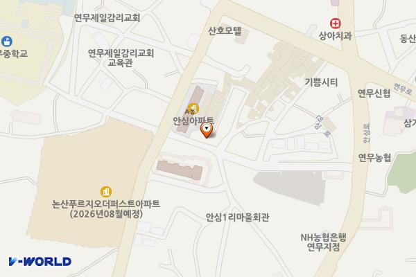 안심시장 무료주차장 위치 지도 — 충청남도 논산시 연무읍 안심리 15-11
