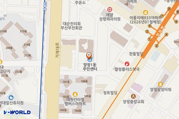 양정1동주민센터 위치 지도 — 부산광역시 부산진구 동평로406번길 38