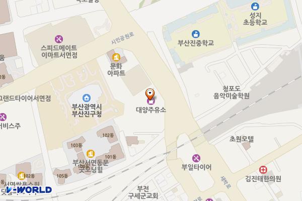 대양주유소 위치 지도 — 부산광역시 부산진구 새싹로 61-1, 대양주유소 (부암동)