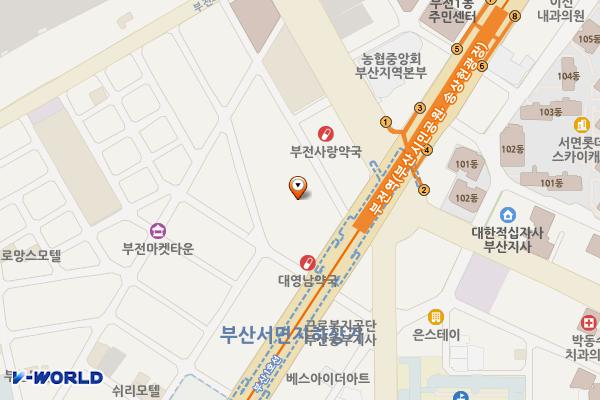 삼정기업빌딩 위치 지도 — 부산광역시 부산진구 중앙대로775번길 5, 삼정기업빌딩 (부전동)