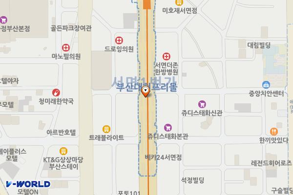 중부지하도상가 서면몰 3호 위치 지도 — 부산광역시 부산진구 중앙대로 지하717
