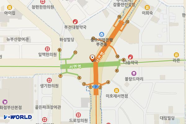 지하철 서면역 위치 지도 — 부산광역시 부산진구 중앙대로 지하 730