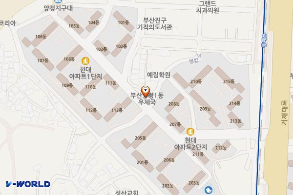 부산양정1동우체국 위치 지도 — 부산광역시 부산진구 범양로 103